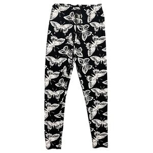 Agnes &‎ Dora Women's S/M Black White Butterfly Print Soft Stretchy Leggings